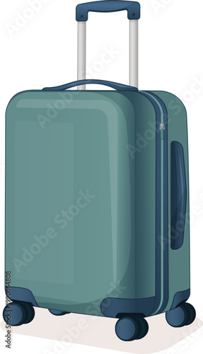 Carry on suitcase vector illustration, rolling cabin luggage for airport travel, vacation, trip planning, tourism branding, and packing design