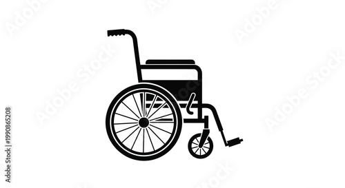 Simple black silhouette of a manual wheelchair with large wheels