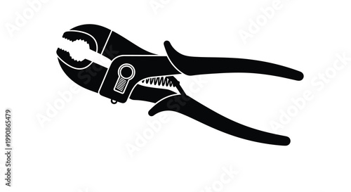 A black and white illustration of a pair of pliers on a white background