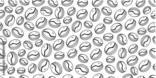 Doodle coffee beans seamless pattern. Seamless doodle coffee beans pattern background. Doodle coffee beans pattern for packaging.	