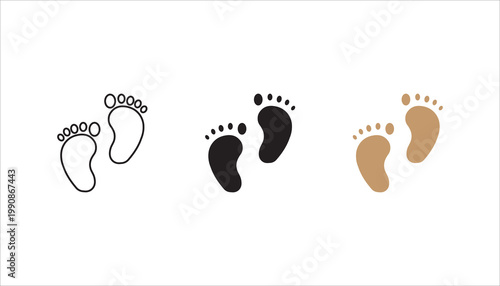 baby feet icon set, with white background