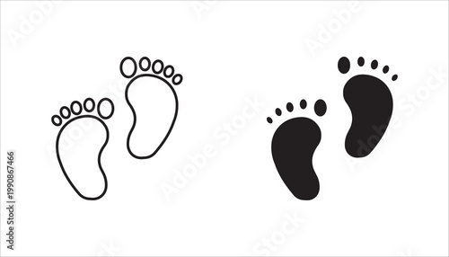 baby feet icon set, with white background