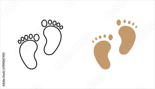 baby feet icon set, with white background