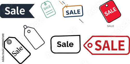Vector Icon of a Sale Tag in Outline Style, Angled Rectangle Design, Minimal Line Art, Isolated on White Background, Discount Label and Price Tag Symbol Illustration