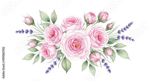 Floral bouquet illustration isolated on transparent background