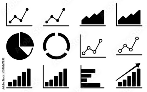 Set of Business Chart and Graph Icons for Data Analytics