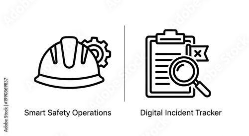 Smart safety operations and digital incident tracker clipboard icons