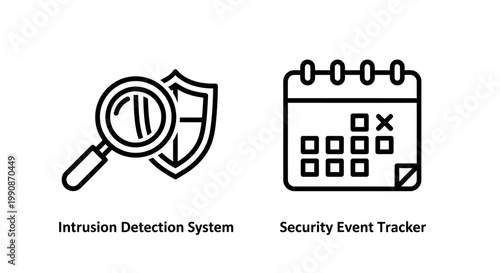 Intrusion detection system and security event tracker icons with intrusion