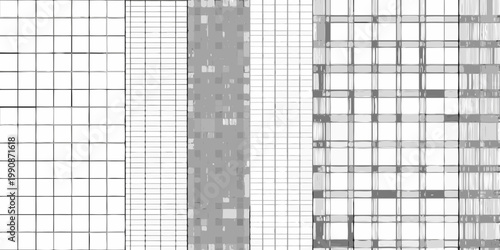 Abstract cityscape featuring tall buildings and a grid pattern