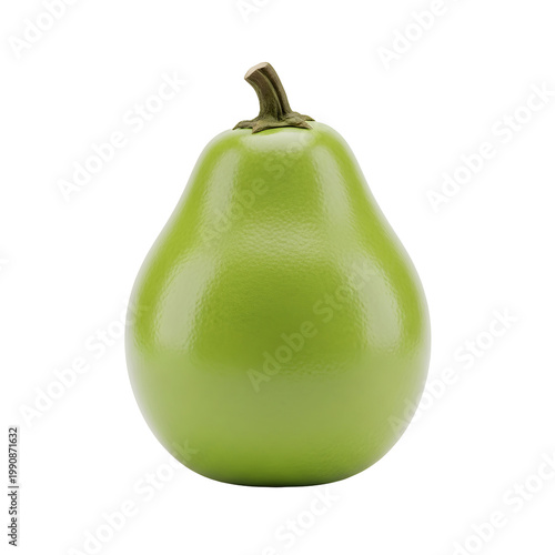 Fresh green pear with stem.