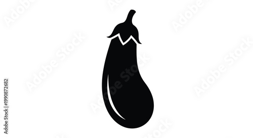 Simple black and white illustration of a single eggplant vegetable