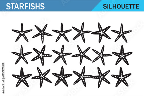 Simple Starfish Silhouettes - Beach and Sea Life Icons for Use