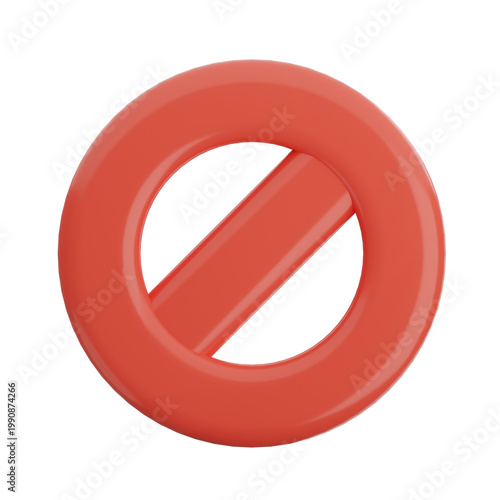 Red prohibition sign icon ideal for warning labels, safety signs, traffic control, and access restriction visuals.
