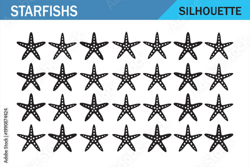 Marine Life Vector - 36 Starfish Silhouettes for Beach Art