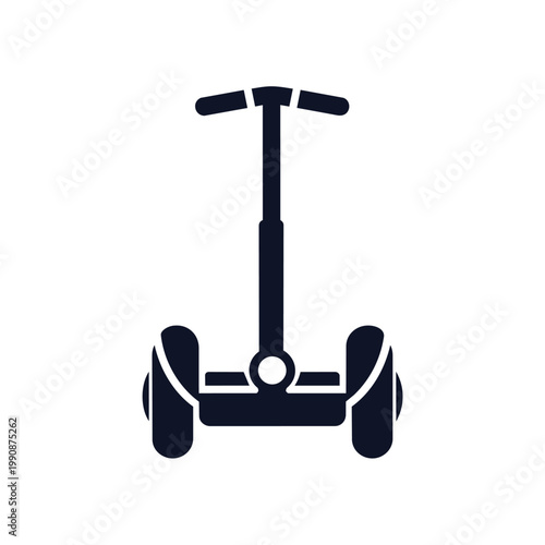 A sleek black silhouette of a two-wheeled self-balancing scooter with handlebars on a white background.