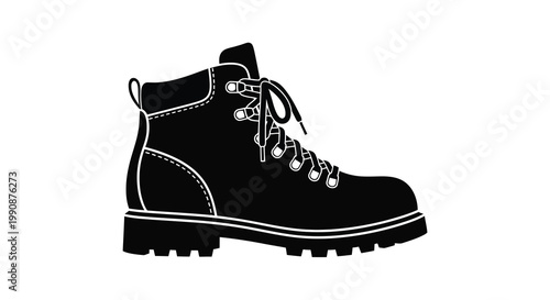 A simple black and white illustration of a high top boot
