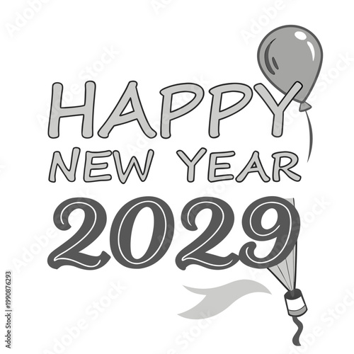 A festive Happy New Year 2029 vector graphic with a balloon