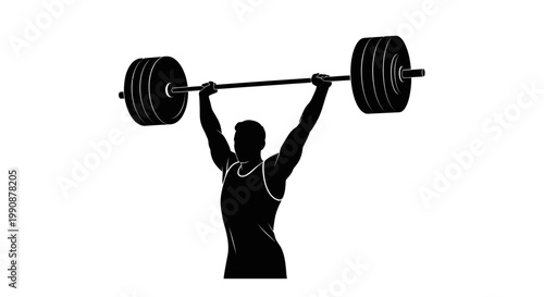 Weightlifter successfully completing an overhead press depicted as a silhouette