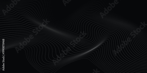 abstract creative blend black white wavy line design on dark for business card, poster, background.