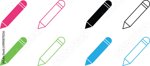 Colorful pencils in different colors on white background