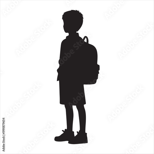  school kids vector silhouette line art logo design concept illustration idea