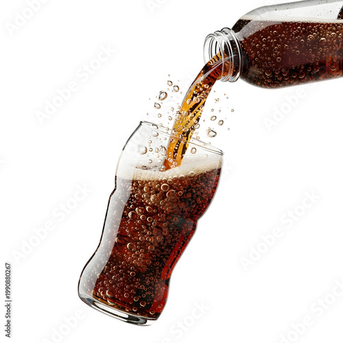 Soda being poured into glass.