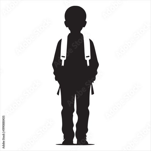  school kids vector silhouette line art logo design concept illustration idea