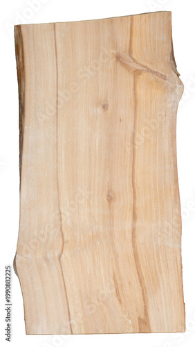 Bild auf Leinwand Rustic light wood slab with natural live edge, organic grain, and raw texture isolated on transparent background