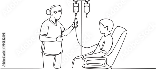 Nurse administering iv drip to patient in a medical setting