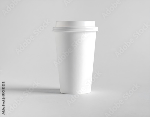 White Paper Cup Clean Product Mockup Isolated on Neutral Gray Background