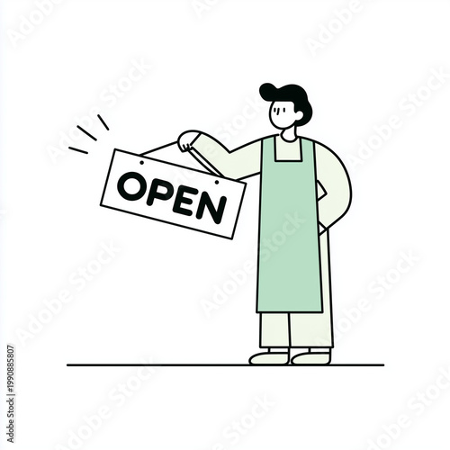 Flat illustration of a person in an apron holding an 