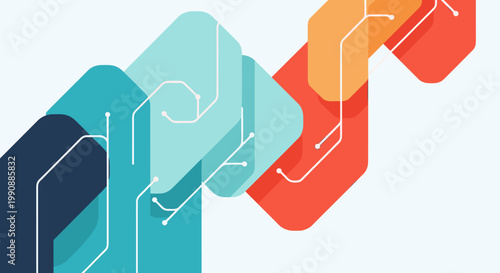 A minimalist composition featuring geometric forms in cool tones. Ideal for backgrounds, website design, or conveying concepts like growth and innovat