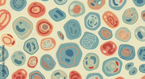 A cheerful and playful abstract pattern with organic shapes evokes positivity and creativity. Ideal for backgrounds, website design, and branding proj