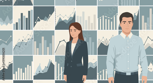 A minimalist graphic showcasing growth charts and data points. Ideal for illustrating reports, financial performance, or analytical content with a mod
