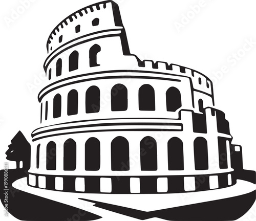 Ancient Roman architecture shines in this historic city monument, a famous Italian landmark and travel destination located under the blue sky of Rome, Italy.