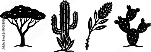 Minimal Desert and Nature Silhouette Icon Set