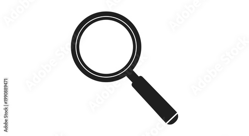 A black magnifying glass depicted in a simple striking silhouette