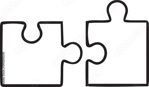 Two matching puzzle pieces outline for problem solving and business collaboration concepts.