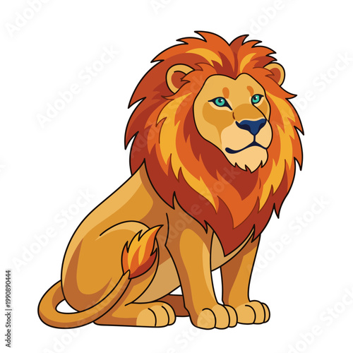 Photos This striking cartoon lion features a beautifully flowing mane and a confident pose, symbolizing strength, leadership, and the majestic beauty of wildlife