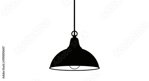 A simple black pendant lamp hanging from the ceiling silhouette