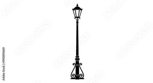 Elegant vintage lamppost design presented as a striking silhouette