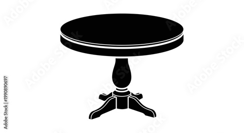 Simple black table design with a classic pedestal base silhouette