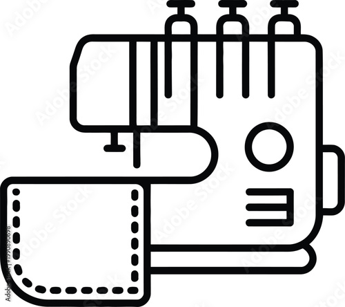 Minimalist sewing machine vector illustration featuring stitching fabric textile garment tailoring craft design collection