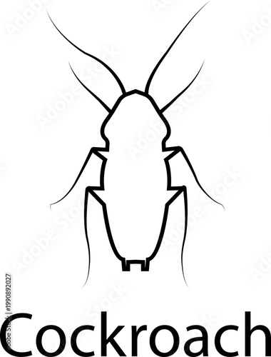 Cockroach vector with roach pest insect icons, exterminator infestation control symbol prohibition sign silhouette outline isolated editable design