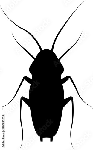 Cockroach vector with roach pest insect icons, exterminator infestation control symbol prohibition sign silhouette outline isolated editable design