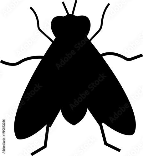 Fly vector swith insect bug pest icons, housefly infestation control symbol prohibition sign silhouette outline isolated minimal editable design