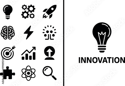 Icons representing various aspects of innovation and creative thinking