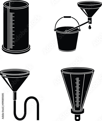 Laboratory equipment icon set for science experiments and liquid measurement isolated on transparent background, lab glassware and scientific tools symbol collection