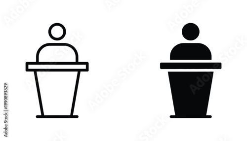 Professional podium speaker icon set for conference and public speaking event branding visuals