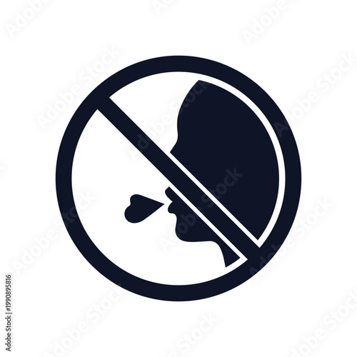 No sneezing allowed sign with a person blowing nose in a circle and line through it.